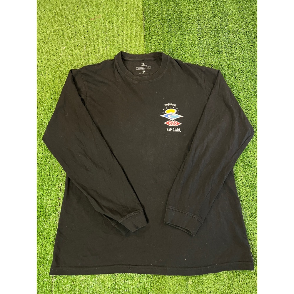 Rip Curl Mens The Search Graphic Long Sleeve T-Shirt Black Medium Standard Fit